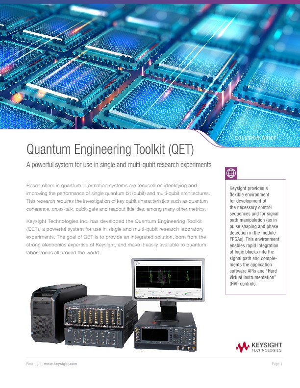 Quantum Engineering Toolkit (QET) PDF Asset Page Keysight